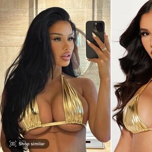 Fashion nova gold bikini top large